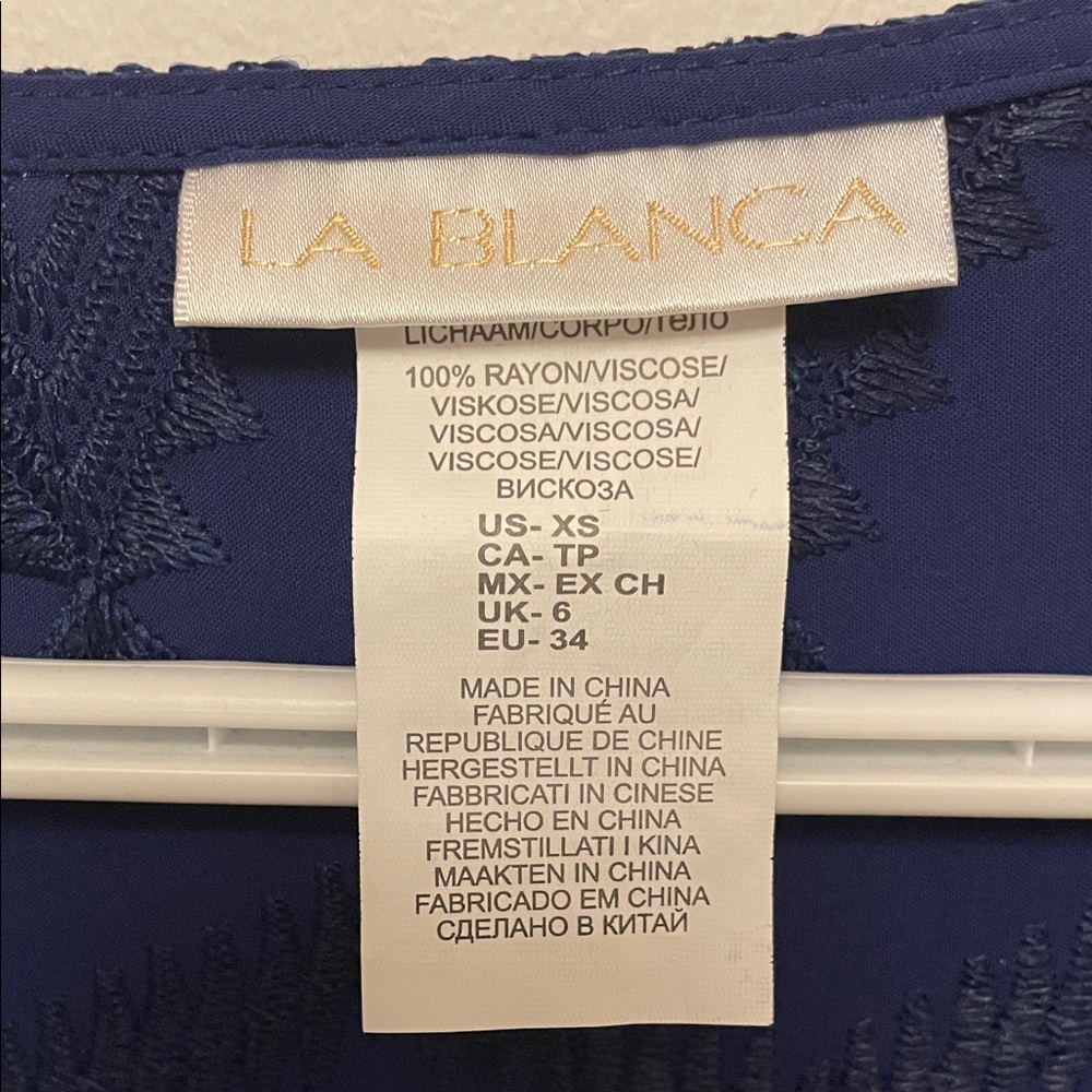 La Blanca Blue Embroidered and Lace Cut Out Resort Wear Size XS - Picture 6 of 10